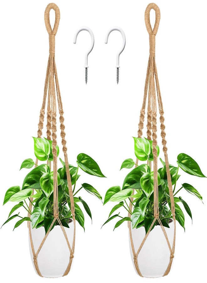 Augshy 27 Inch Macrame Plant Hanger, 2 Packs Plant Hangers with Hooks, Hanging Planter for Indoor Plants Decorative Macrame Pot Hanger for Home Decor - Image 1