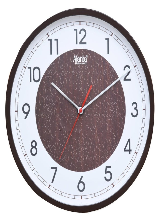 Orpat Ajanta Analog Wall Clock for Home and Offices Silent Sweep Movement 12 Inches Wall Clock (Teak_30 x 30 x 4 cm), Plastic