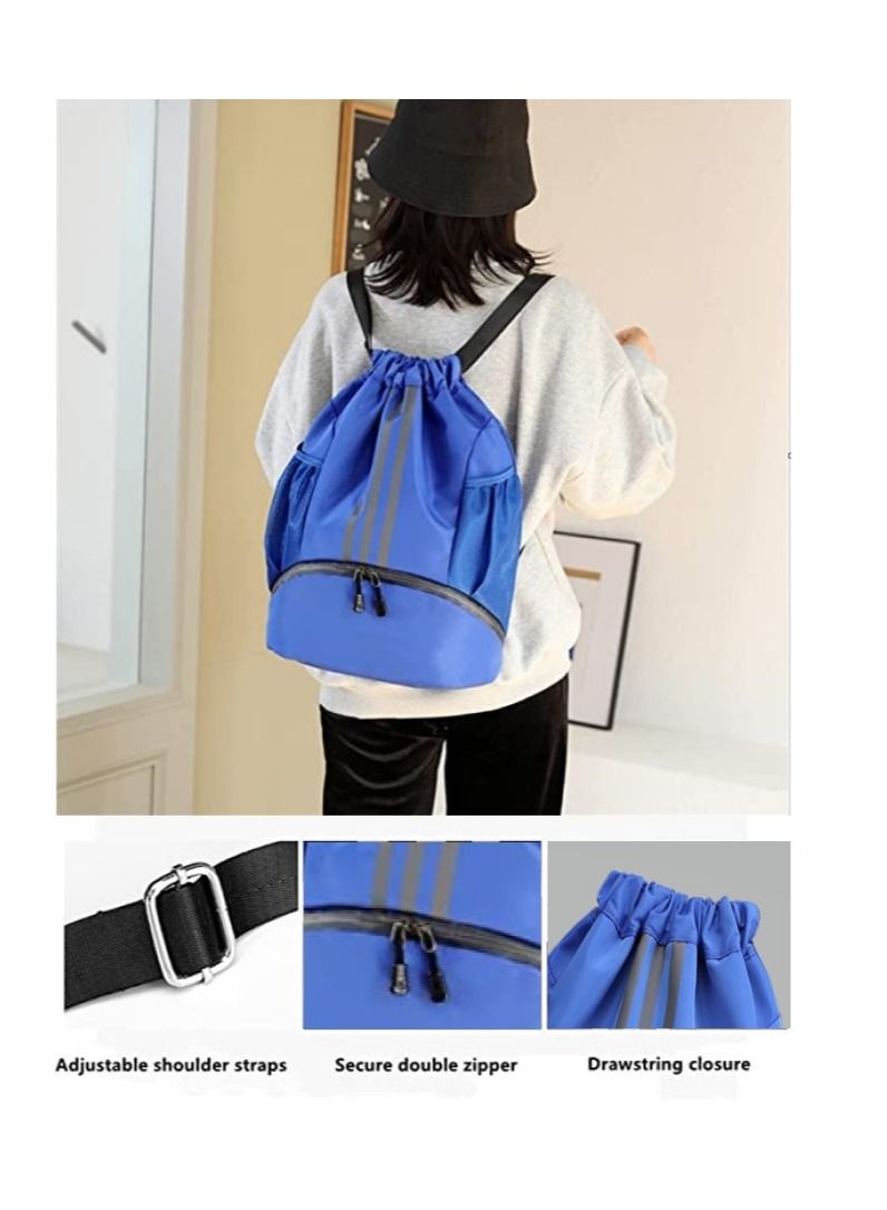 Y&D Drawstring Backpack Bag Gym Sack String Men Women Basketball Bundle Pocket Student School Football Storage Large Capacity Fitness S/L - Image 4