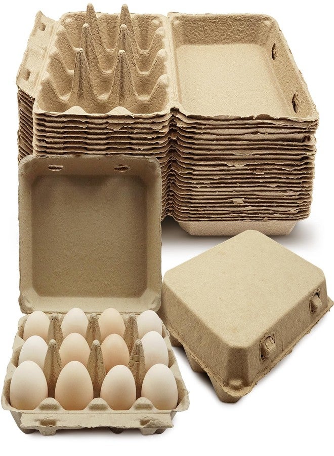 Cheardia 30 Pack Dozen Egg Cartons Tray, 12 Count Natural Paper Chicken Egg Holder, Reusable Vintage Pulp Cardboard Eggs Containers for Farm Family Market Storing Refrigerator - Image 1