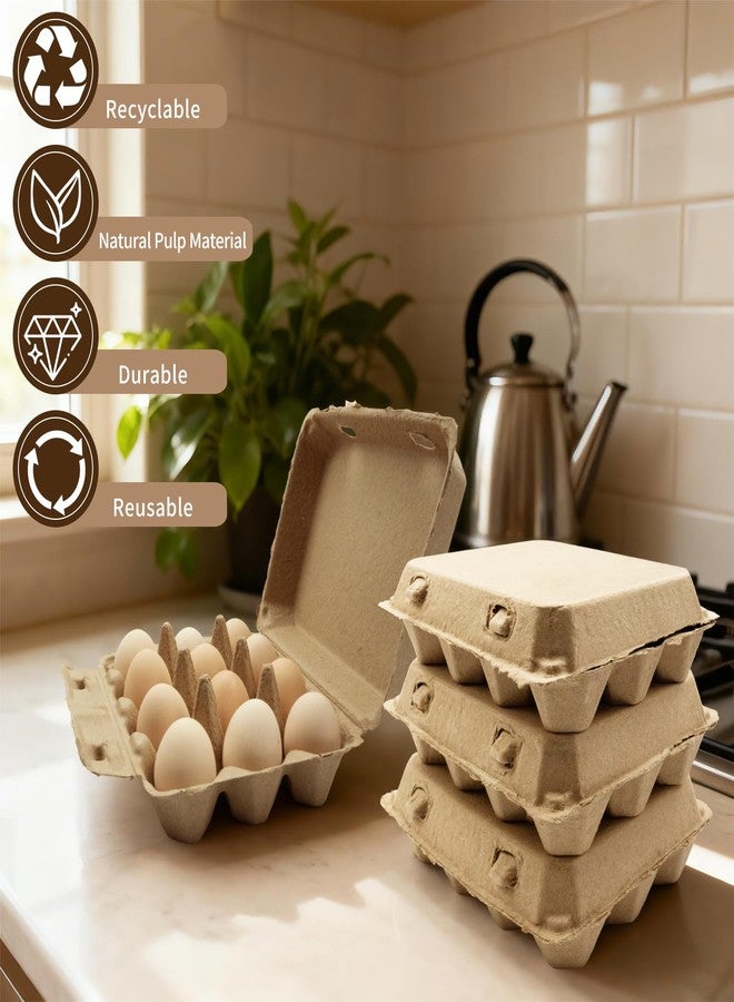 Cheardia 30 Pack Dozen Egg Cartons Tray, 12 Count Natural Paper Chicken Egg Holder, Reusable Vintage Pulp Cardboard Eggs Containers for Farm Family Market Storing Refrigerator - Image 5