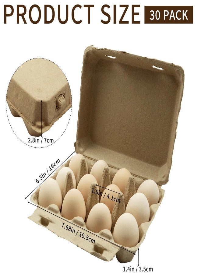 Cheardia 30 Pack Dozen Egg Cartons Tray, 12 Count Natural Paper Chicken Egg Holder, Reusable Vintage Pulp Cardboard Eggs Containers for Farm Family Market Storing Refrigerator - Image 2