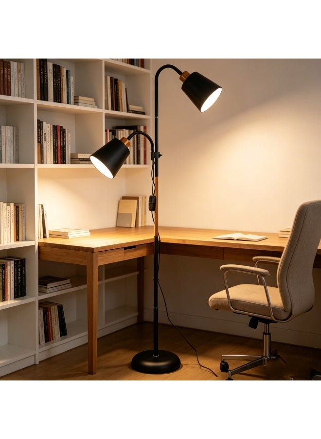 Arabest Nordic Minimalist LED Floor Lamp, Modern Dual-Head Standing Lamp for Living Room Bedroom Study, Multi-Function Decorative Tall Lamp - Image 4