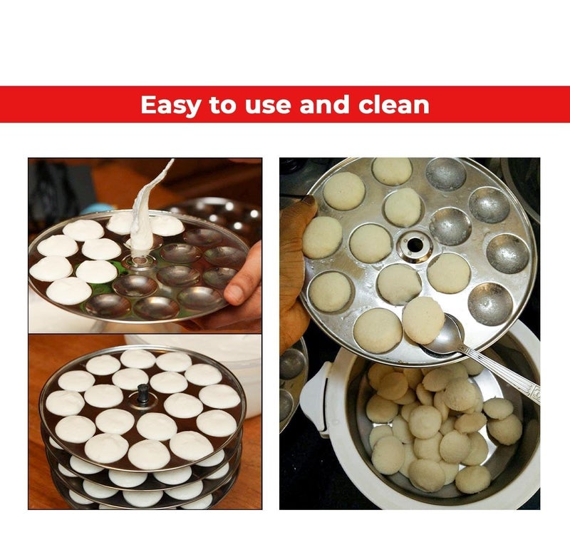 Thangam Stainless Steel Mini Idli Maker Stand, 19 x 19 x 10 cm, Silver (2 Plate) - Image 2