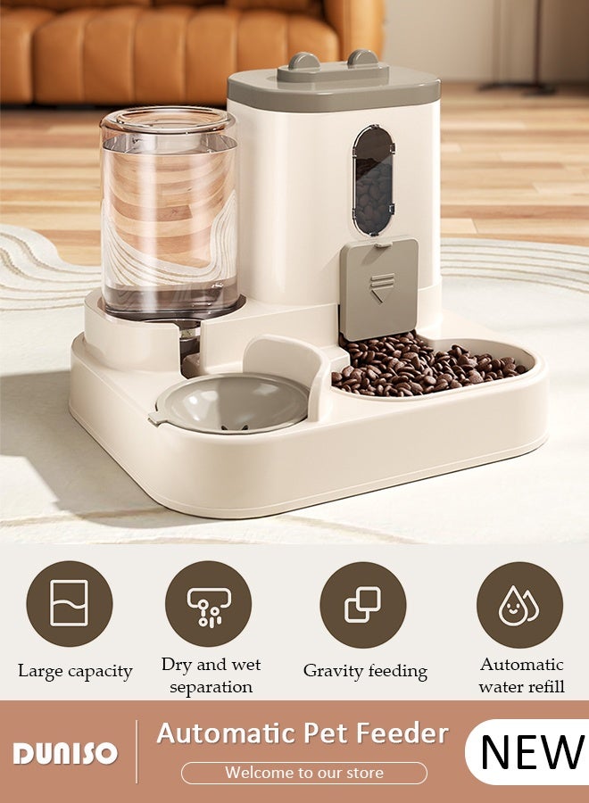DUNISO 3.3L Automatic Cats & Dogs Feeder And Water Dispenser,2 in 1 Cat Dog Automatic Feeder,Self-Dispensing Feeder,Gravity Waterer for Small Medium Dog Pets,Travel Supply Feeder and Water Dispense - Image 1