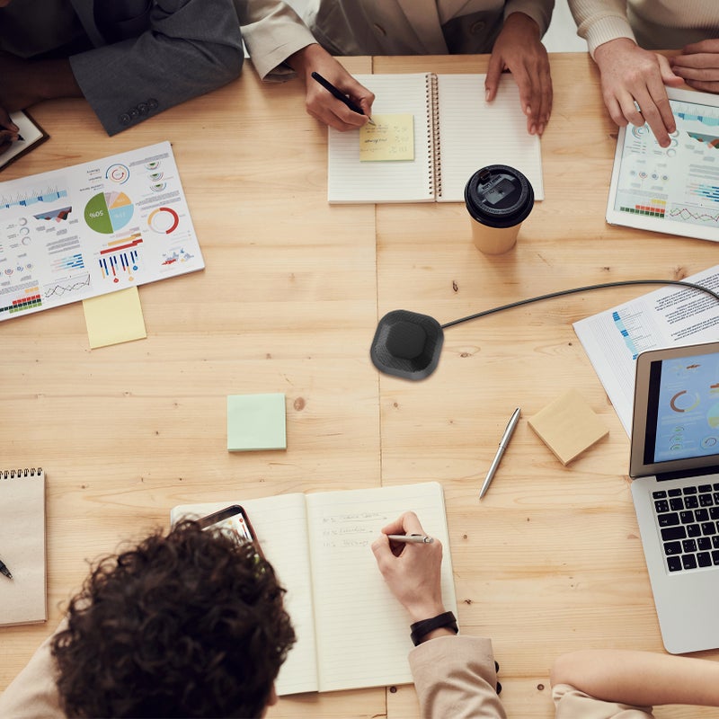 ميكروفون مؤتمرات محمول يو اس بي (USB) متجه للجميع الاتجاهات بزاوية 360 درجة مكثف كمبيوتر مايك متوافق مع نظام ويندوز و ماك أوس للكمبيوتر المحمول ومؤتمرات الفيديو والمراسلات والالعاب والتسجيل والدروس عبر الإنترنت وسكايب، مع إيقاف الصوت باللمس وتشغيل مباشر عند الإدخال - Image 2