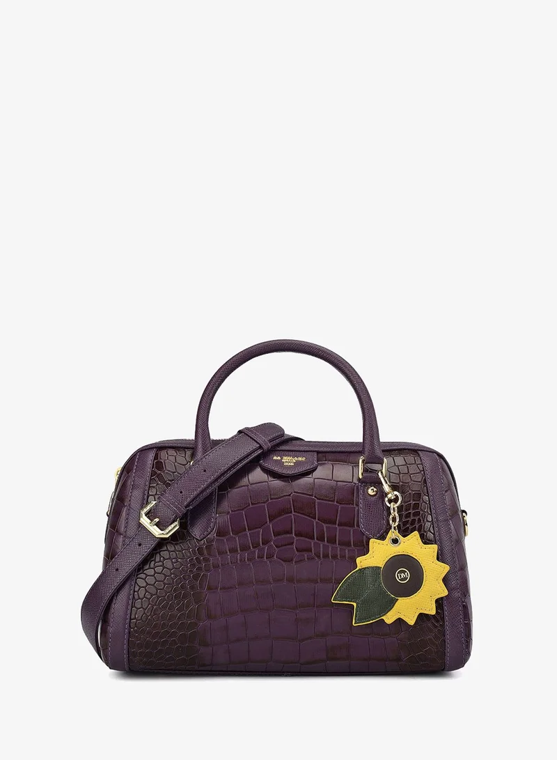 Da Milano Medium Croco Leather Bowler - Grapevine