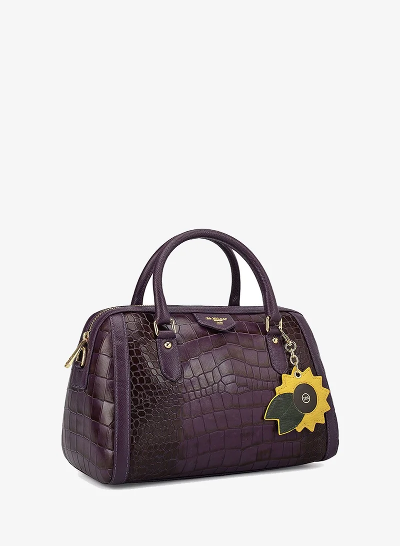 Da Milano Medium Croco Leather Bowler - Grapevine
