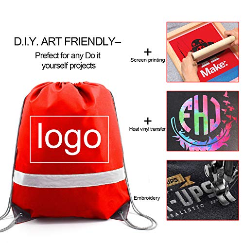 BeeGreen 20 Pieces Red Drawstring Backpacks Bags Bulk, String Bags Reflective Cinch Sack, DIY Blank Drawstring Bags for Women and Men - Image 2