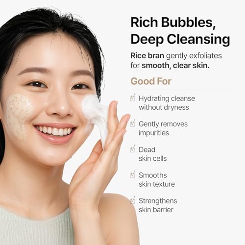 MIDHA RICE BRAN SCRUB FOAM 5.07fl.oz/150ml, Deep Cleansing, Pore-Purifying, Gentle Exfoliating – Soft Micro-Foam Face Wash with Balanced pH & Hydrating, Nourishing Care - Image 3