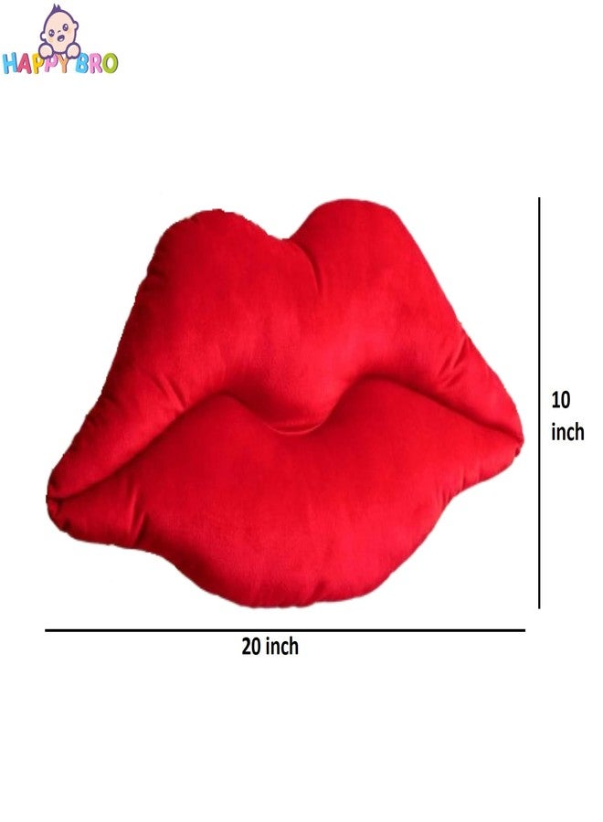 HAPPY BRO Lips Throw Pillows Smooth Soft Velvet Insert Included, Lip Shaped Pillow for Bed Living Room, New Red, 20 X 10 inches - Image 2
