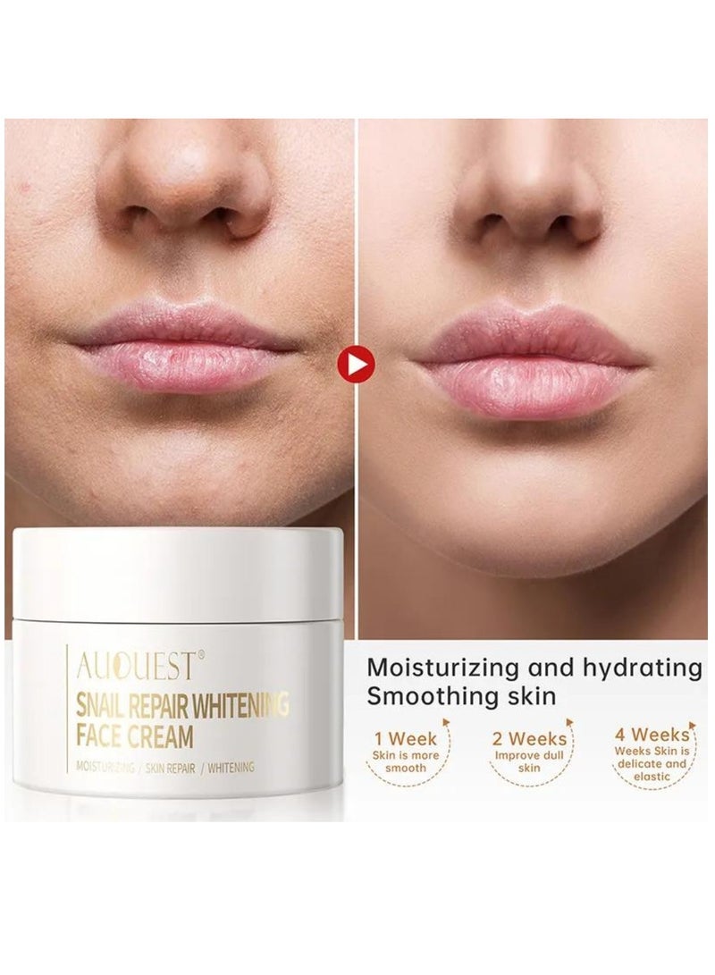 AuQuest Snail Repair Whitening Face Cream Snail Repair Skin Moisturizing & Hydrating Cream Skin Care Snail Repair Cream Moisturizer Advanced Snail Mucin Extract All in One Snail Repairing Cream 30g - Image 2