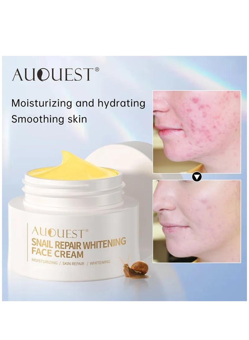 AuQuest Snail Repair Whitening Face Cream Snail Repair Skin Moisturizing & Hydrating Cream Skin Care Snail Repair Cream Moisturizer Advanced Snail Mucin Extract All in One Snail Repairing Cream 30g - Image 3