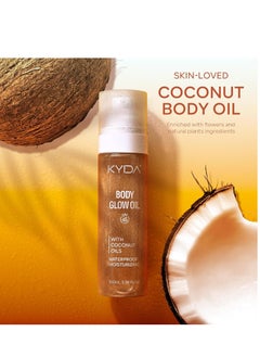 KYDA KYDA Body Glow Oil, Broad Spectrum SPF 45, Sunscreen Body Oil with Gold Mica, Sun-kissed Glow Skin Illuminator, Lightweight Non-Sticky Moisturizer with Coconuts, Water Resistant, 3.38 fl oz, AMBER  - Image 3