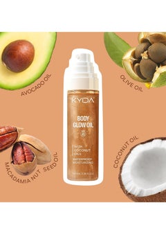 KYDA KYDA Body Glow Oil, Broad Spectrum SPF 45, Sunscreen Body Oil with Gold Mica, Sun-kissed Glow Skin Illuminator, Lightweight Non-Sticky Moisturizer with Coconuts, Water Resistant, 3.38 fl oz, AMBER  - Image 5