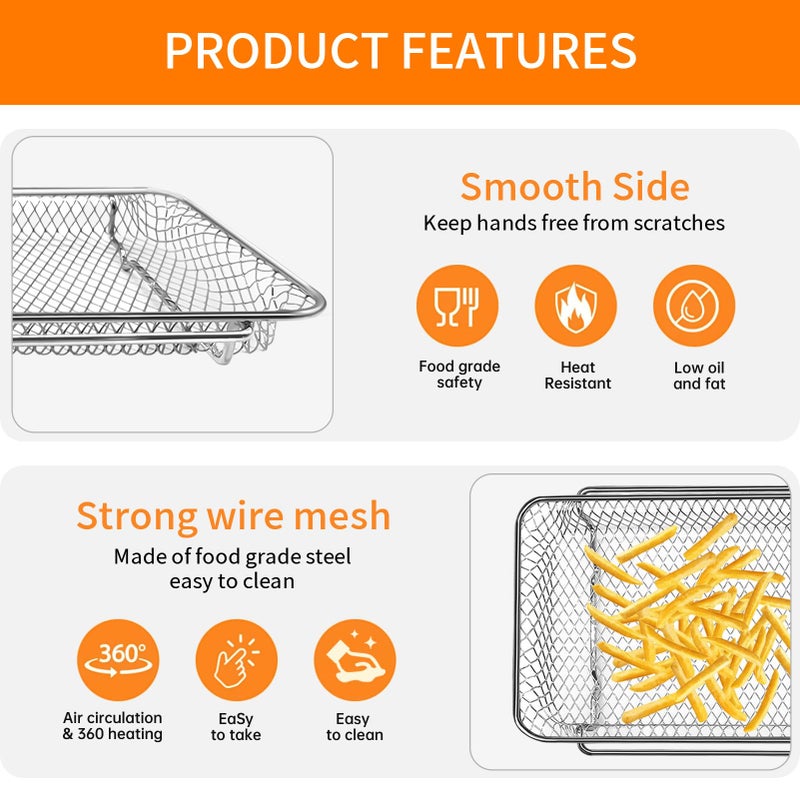 GXF Air Fryer Basket Replacement for Emeril Lagasse Dual Zone 360 Air Fryer Oven 25 QT Air Fryer Convection Toaster Oven 11.6"x 6.9" Non-stick Mesh Air Fryer Steel Accessories Parts Dishwasher Safe - Image 5