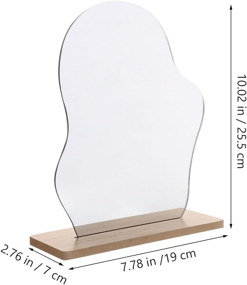 FOMIYES Irregular Shape Decorative Desk Mirror Set with Acrylic Cloud-Shaped Frameless Cosmetic Mirror and Stand for Student Dorm Room and Office Use - Image 2