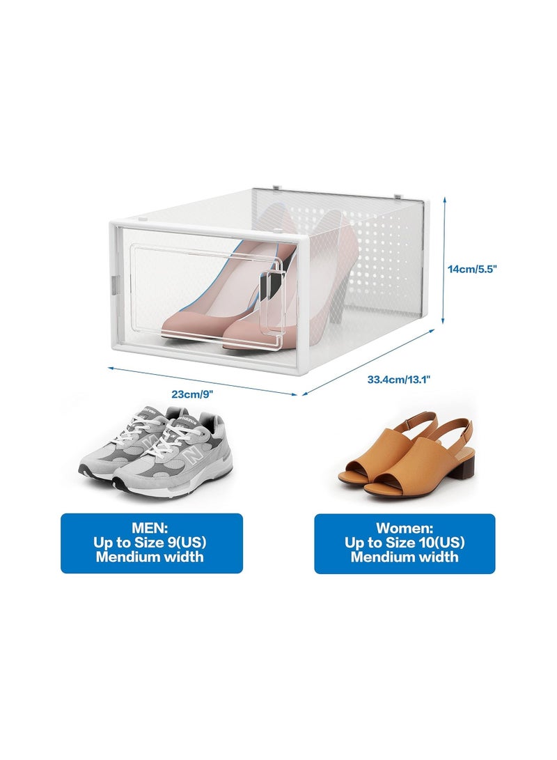 BLOOMING TIME 2-Pack Stackable Shoe Storage Boxes – Clear Plastic Organizer with Side-Opening Door Transparent - Image 5