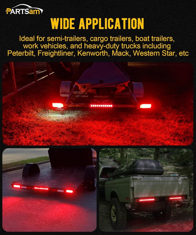 Partsam 1PC Red 15" 11 LED Light Bar Stop Turn Tail 3rd Brake Light Truck Trailer Identification ID Bar Waterproof DOT Compliant - Image 5