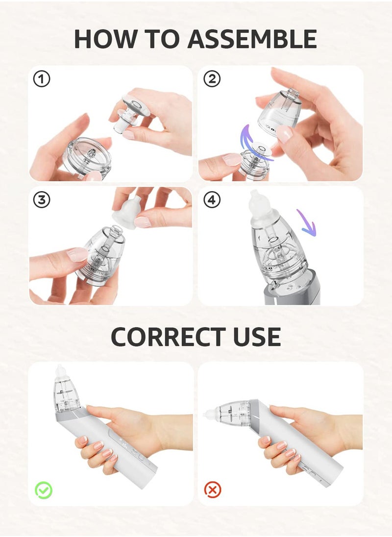ibsun - Nasal Aspirator for Baby, Electric Nose Aspirator for Toddler, Baby Nose Sucker, Automatic Nose Cleaner with 3 Silicone Tips, Adjustable Suction Level, Music and Light Soothing Function - Image 1