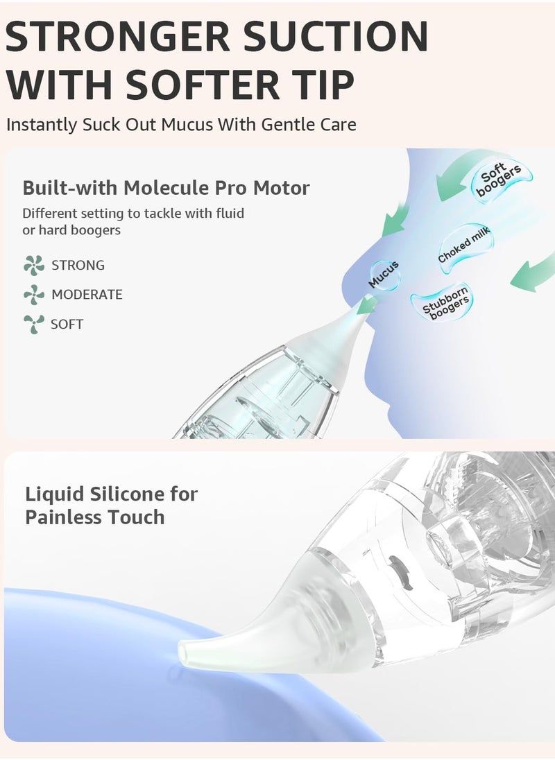 ibsun - Nasal Aspirator for Baby, Electric Nose Aspirator for Toddler, Baby Nose Sucker, Automatic Nose Cleaner with 3 Silicone Tips, Adjustable Suction Level, Music and Light Soothing Function - Image 1