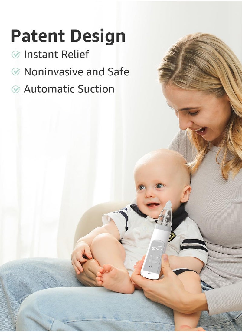 ibsun - Nasal Aspirator for Baby, Electric Nose Aspirator for Toddler, Baby Nose Sucker, Automatic Nose Cleaner with 3 Silicone Tips, Adjustable Suction Level, Music and Light Soothing Function - Image 1