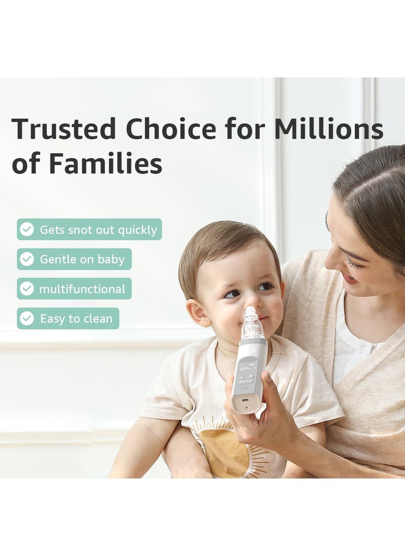 ibsun - Nasal Aspirator for Baby, Electric Nose Aspirator for Toddler, Baby Nose Sucker, Automatic Nose Cleaner with 3 Silicone Tips, Adjustable Suction Level, Music and Light Soothing Function - Image 1