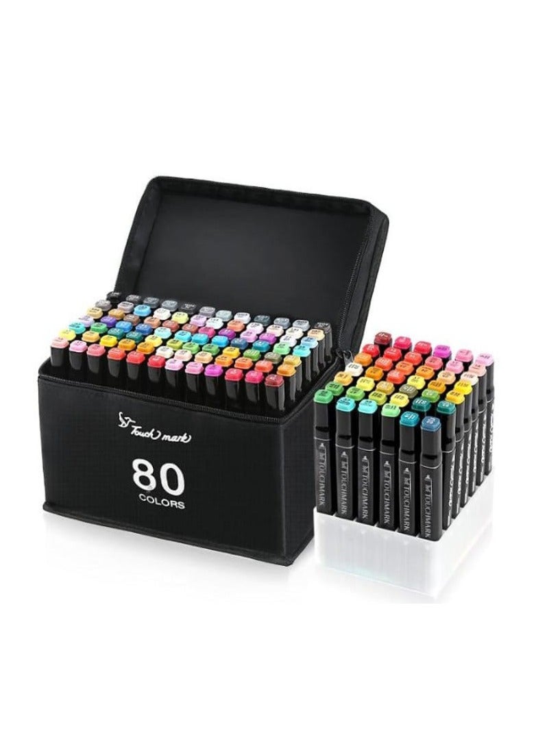 أقلام تحديد 80 لونًا من NATRUTH، أقلام فنية للرسم، أقلام تحديد فنية دائمة للأطفال والكبار، قلم تلوين الرسوم المتحركة والمانغا، قلم تحديد رسومي مزدوج الرأس (80 لونًا)