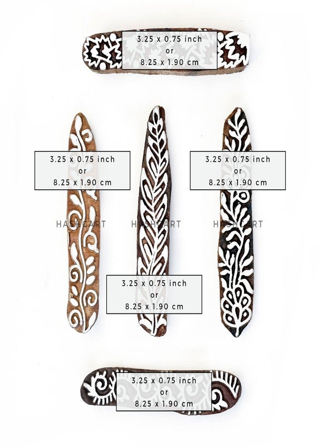 TWOGRAMS Wood Block Print Stamps - Wooden Blocks for Block Printing - Artistic Shapes Kids Craft Henna Fabric Saree Border Card Making TwoGrams | Set of 5 | - Image 4