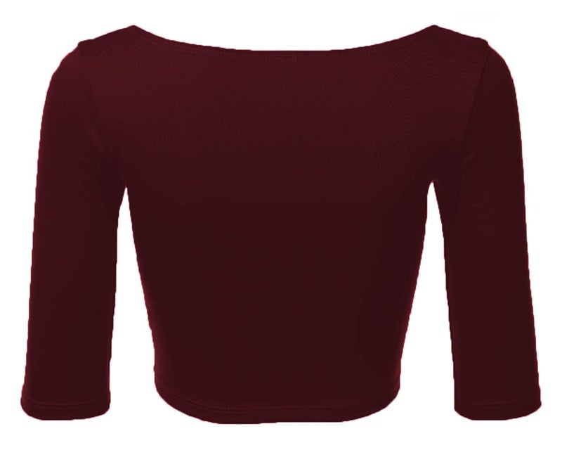 THE BLAZZE Women's Cotton 3/4 Sleeve Blouse/Choli (X-Small, Maroon) - Image 2