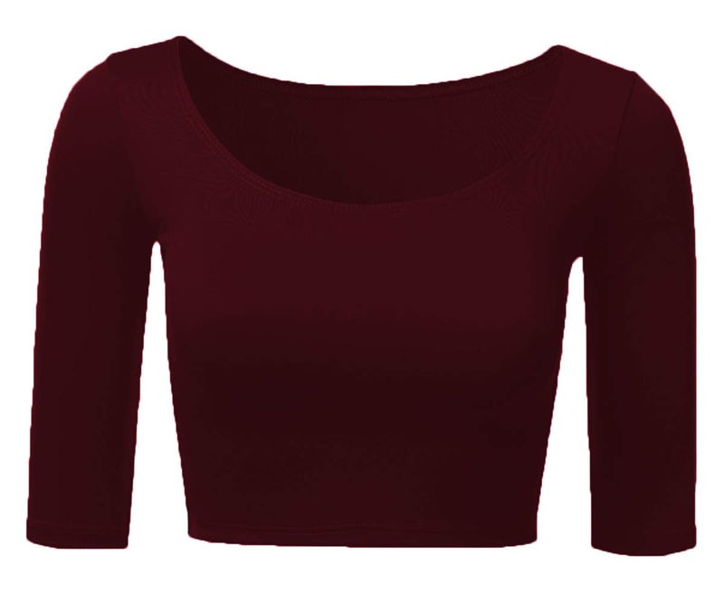 THE BLAZZE Women's Cotton 3/4 Sleeve Blouse/Choli (X-Small, Maroon) - Image 3