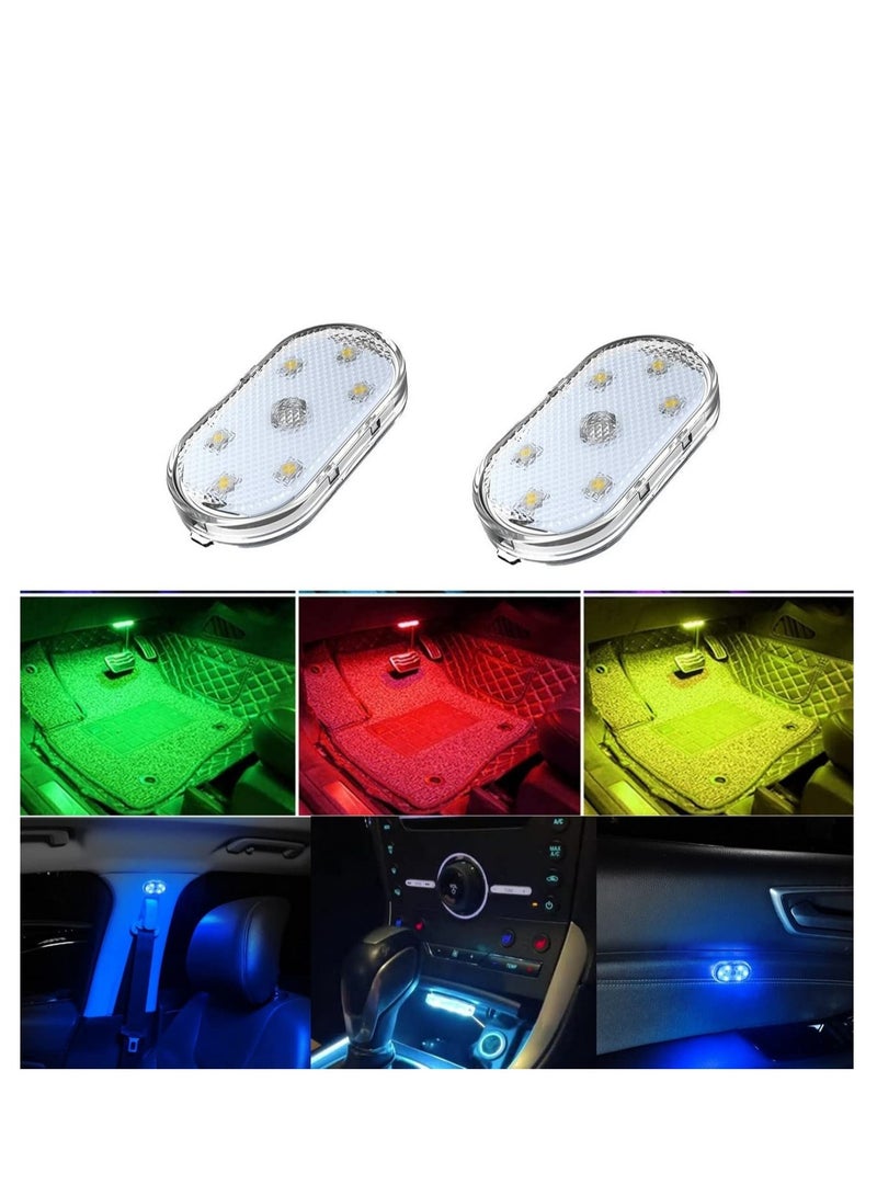 KASTWAVE 2 Pcs Car Led Interior Lights 7 Colors Ambient Lighting Car Interior Lights Car Led Lights Interior Wireless Led Lights for Car Interior Car Lights Inside Car USB Rechargeable Interior Lights - Image 1