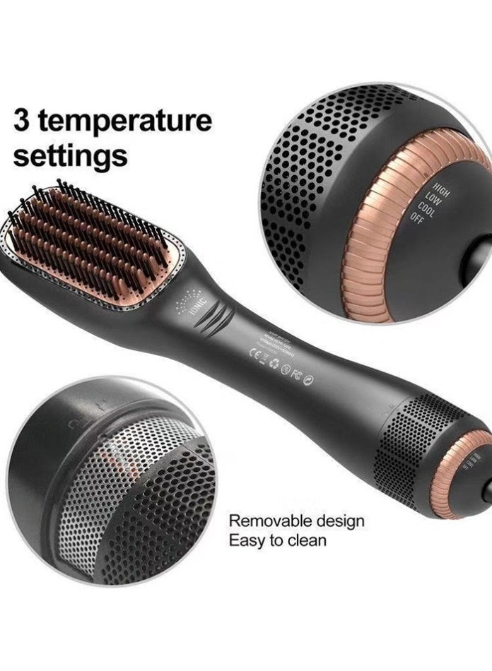 EFFIE 3-in-1 Hair Straightener Brush 1200W Ionic Blow Dryer Brush with PTC Ceramic Heating Fast Drying Hot Air Comb for Wet & Dry Styling Black & Rose Gold - Image 5