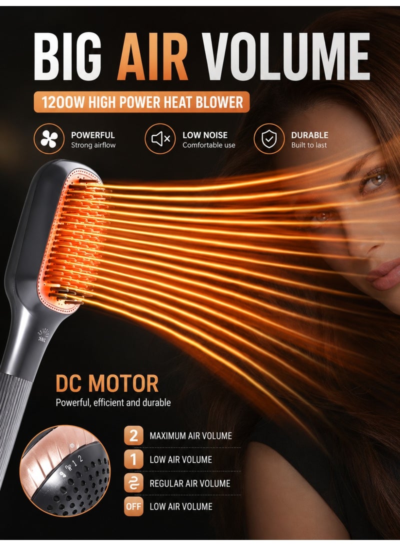 EFFIE 3-in-1 Hair Straightener Brush 1200W Ionic Blow Dryer Brush with PTC Ceramic Heating Fast Drying Hot Air Comb for Wet & Dry Styling Black & Rose Gold - Image 3