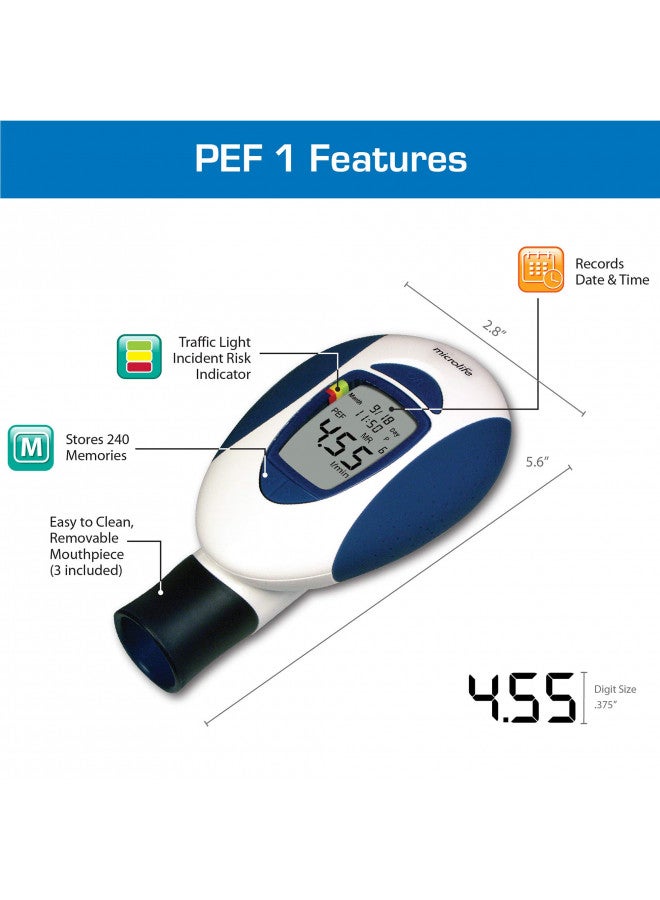 microlife Microlife Digital Peak Flow Meter with FEV1 & Tracking Software | Reliable & Accurate Respiratory Spirometer for Kids & Adults | Perfect for Home Monitoring Asthma, COPD & Other Lung Conditions - Image 3