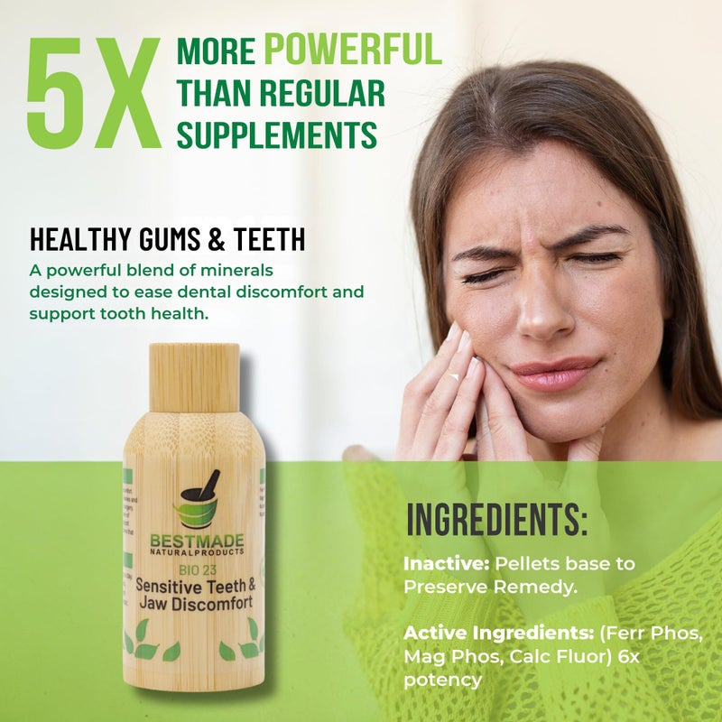 Bestmade Naturalproducts.com أفضل المنتجات الطبيعية لدعم آلام الأسنان والأعصاب في الفك | يساعد في تخفيف حساسية الأسنان والانزعاج الفموي بعد العمل السني | Bio23 | حبيبات - Image 2