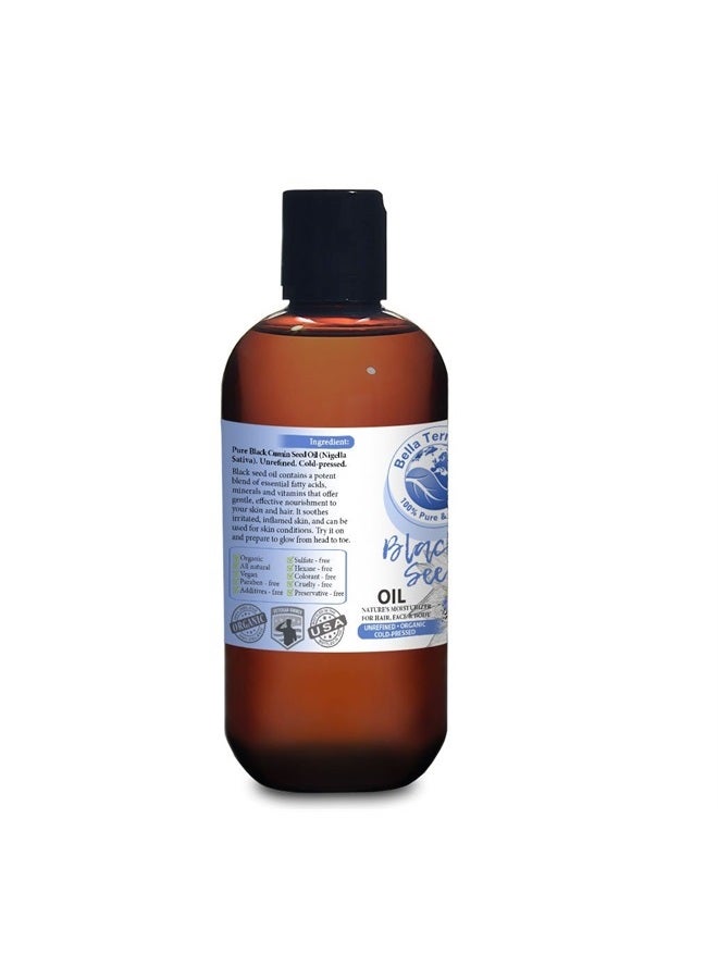 Bella Terra Oils Black Seed Oil. 8oz. 100% Pure. Cold-pressed. Unrefined. Nigella Sativa Black Cumin Oil. Chemical-free. Rich in Antioxidants. Natural Moisturizer for Hair, Skin - Image 2