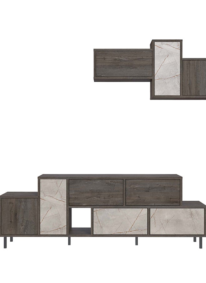 Hermes Tv Stand Up To 50 Inches With Starage - Dark Brown/Gold Marble - 2 Years Warranty