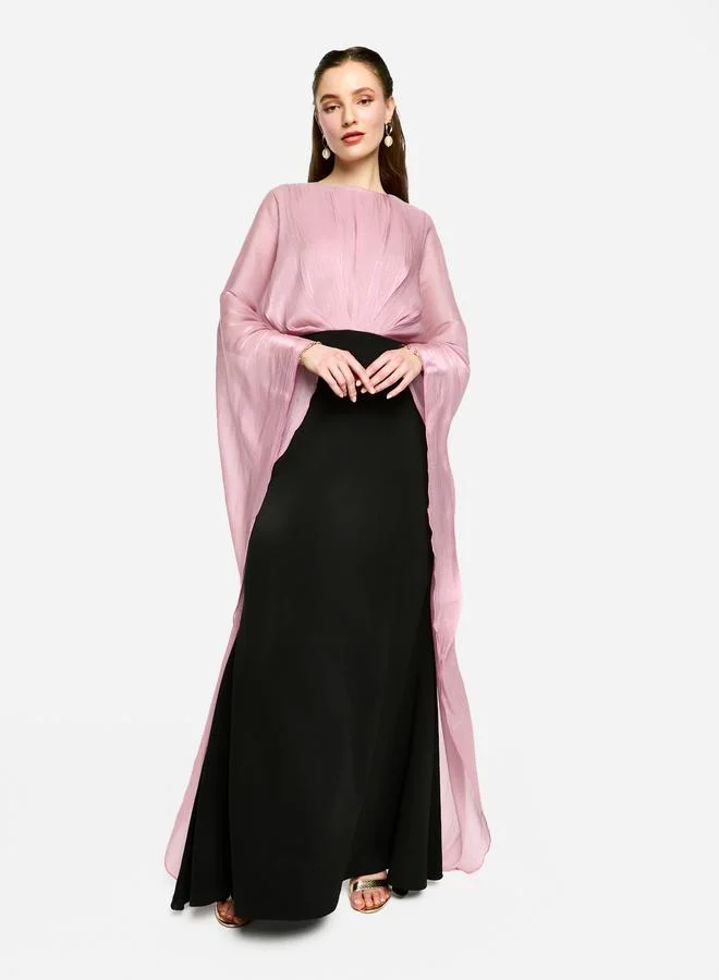 House of Moda House of Moda Kimono Sleeve Color Block A-Line Maxi Dress