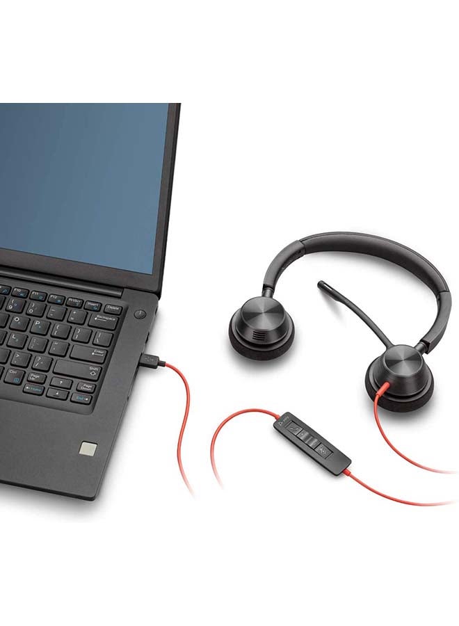 بلانترونيكس سماعة رأس بولي واير 3320 بمنفذ USB-A MS طراز (BW3320-M) أسود - Image 2