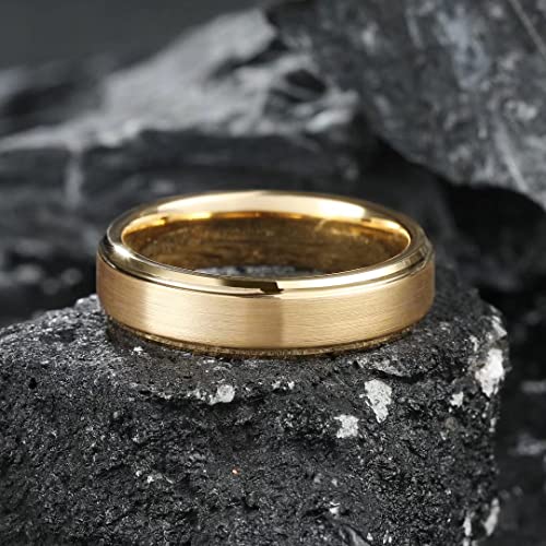 King Will GLORY Wedding Rings for Men Women, 6mm Width Tungsten Carbide Wedding Ring 14K Gold Matte Brushed Polish Comfort Fit Size 8 - Image 2