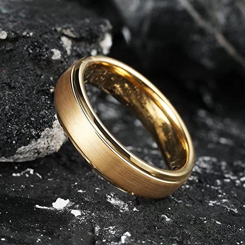 King Will GLORY Wedding Rings for Men Women, 6mm Width Tungsten Carbide Wedding Ring 14K Gold Matte Brushed Polish Comfort Fit Size 8 - Image 3