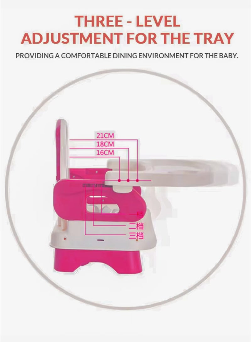 TOTOJOY 3-in-1 Convertible Baby Booster Feeding Chair For Infants with Removable Tray, High Chair and Floor Seat Modes Portable Children Dining Chair Foldable Toddler Seat with Safety Harness and Adjustable Straps Belt Travel-Friendly for Indoor & Outdoor Use 6–24 Months - Image 5