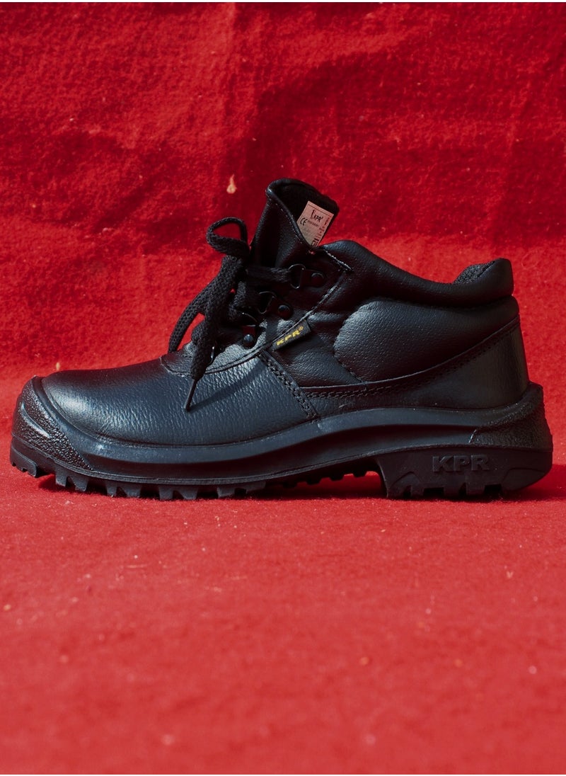 KING POWER Steel Toe Boots for Men Work Boots Industrial Construction Non-Slip WaterProof Leather Shoes Anti-Puncture Safety Boots Breathable Comfortable Size:UK 7(BLACK)  - Image 2