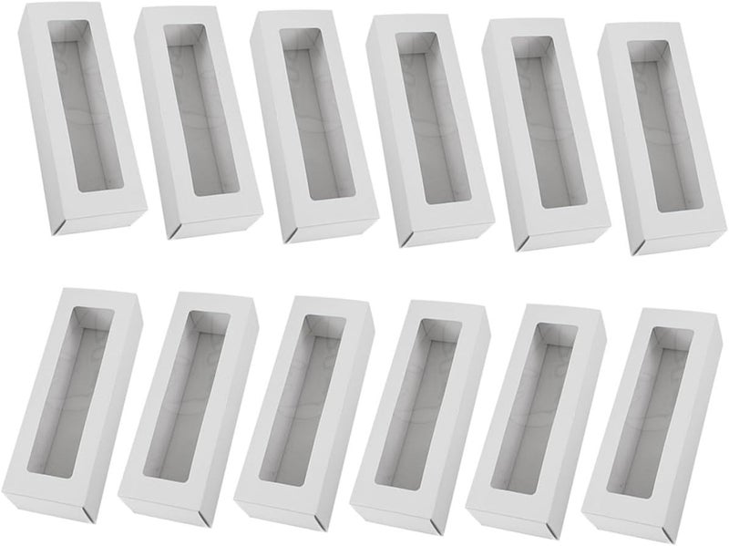 12 Pcs Macaron Pvc Windowed Puff Storage Boxes with White Cardboard, Small Folding Cookie and Tart Boxes for Bakery Packaging and Portable Chocolate Storage - Image 1