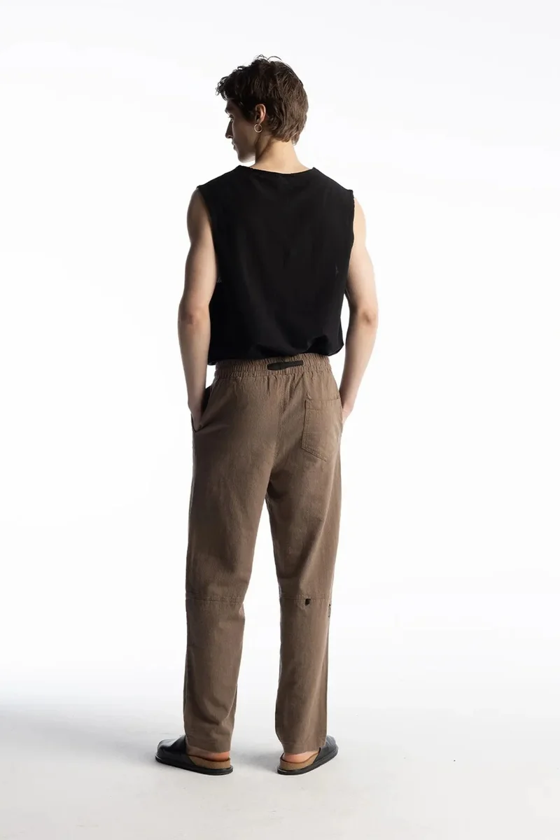 Giesto Mocha Brown GIESTO Straight Leg Pants with Drawstring Waist for Men | Best Price UAE