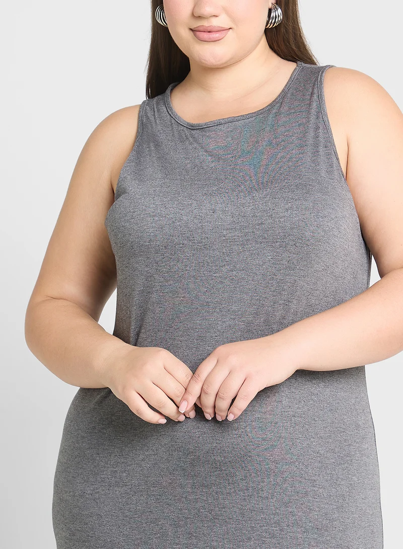 Ginger Plus Sleeveless Gray Maxi Dress