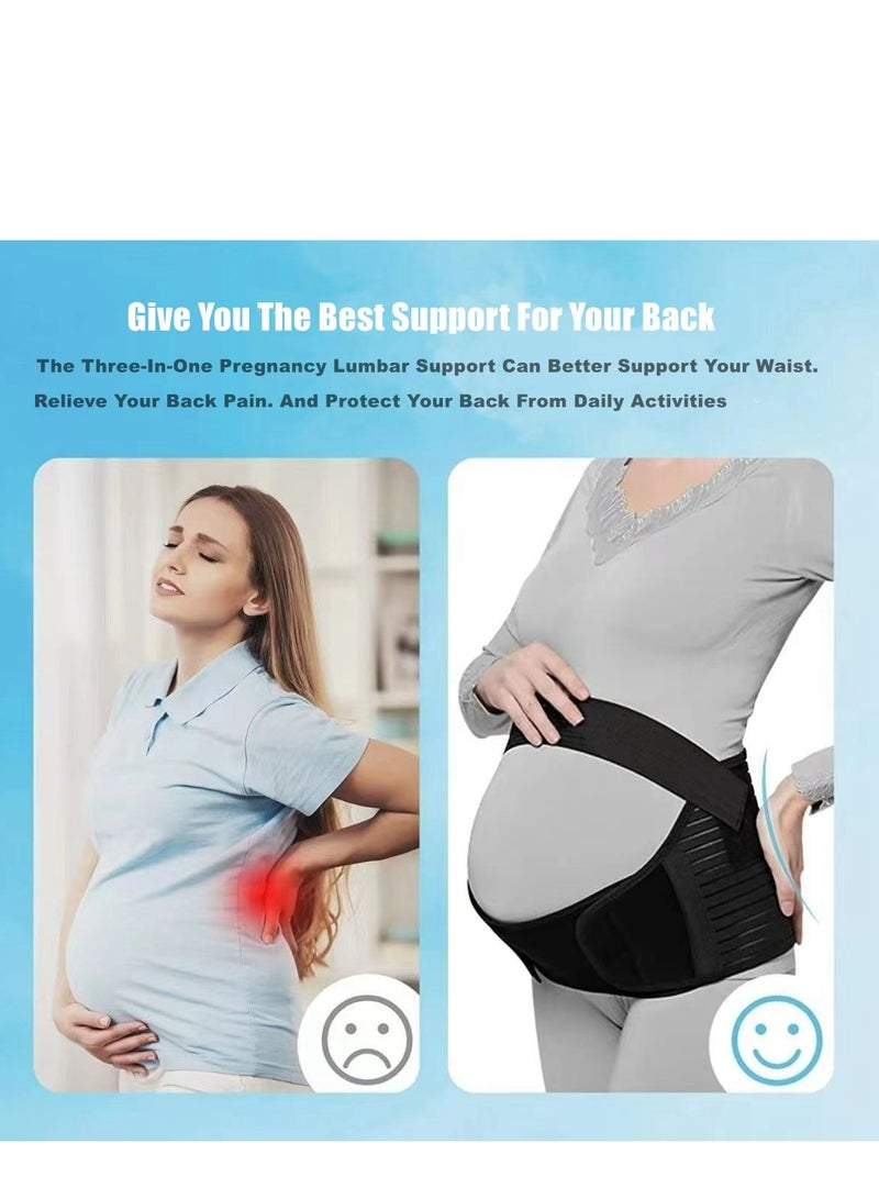Cool Baby COOLBABY Maternity Belt 3 in 1 Pregnancy Support Maternity Belt Belt/Back/Abdominal Belt/Postpartum Recovery Belt Black Adjustable Size L - Image 2