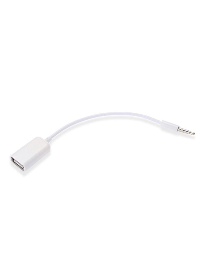 NIBEMINENT Practical 3.5mm Male AUX Audio Jack To USB 2.0 Type A Female OTG Converter Adapter Cable White 