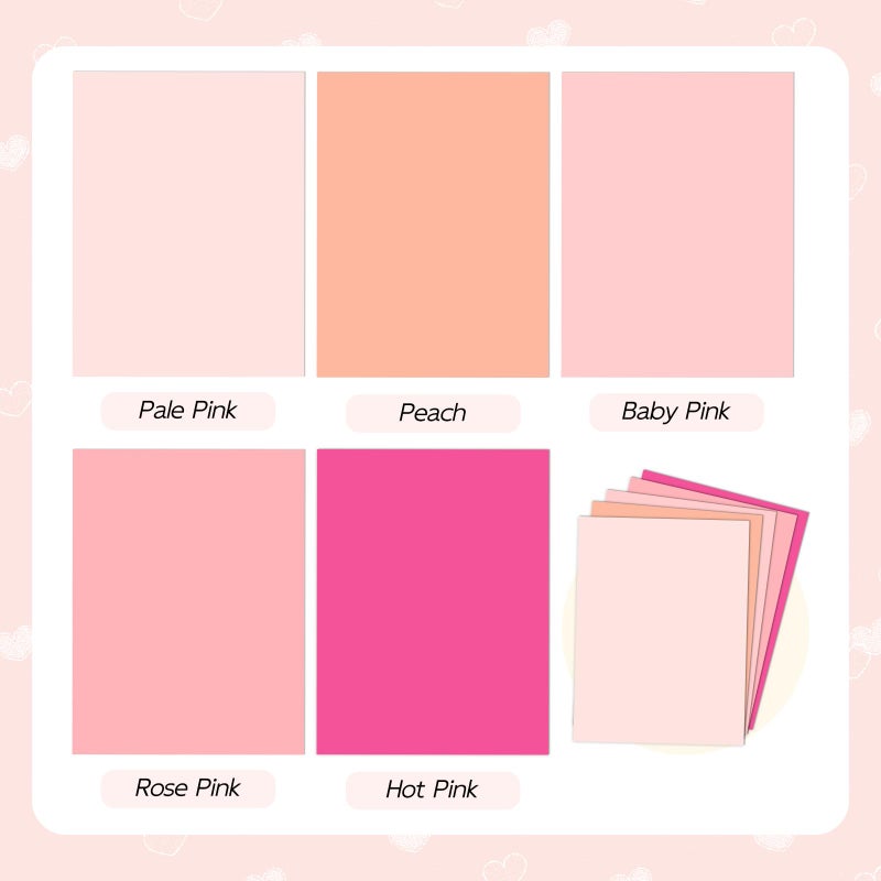 Goefun 25 Sheets Pink Cardstock 8.5 x 11, Goefun 5 Colors Colored Cardstock Paper, 80lb Pink Construction Paper Assorted Colors Perfect for Crafts, DIY Cards, Valentines Day - Image 3